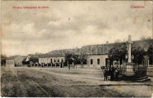 1911 Csanálos, Cenalos, Urziceni; községháza és Fő utca, iskola. Csókás László kiadása / town hall, main street, school (Rb)