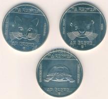 1985. 100Ft 3klf db "Természetvédelem - vadmacska, mocsári teknős, vidra" sor T:BU