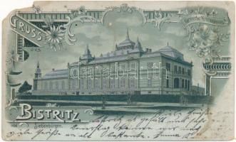 ~1903 Beszterce, Bistritz, Bistrita; Gewerbevereinshaus / Iparosegyleti ház / House of Craftsmen Association. Art Nouveau, floral, litho (EM)