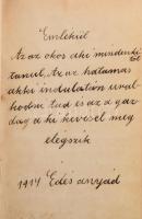1912-1916 "Emlék - könyv." Kopott bársony-kötésben, díszes címlappal, számos bejegyzéssel,...