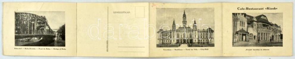 Győr, Cafe restaurant Kiosque / Kioszk Kávéház és étterem, Rábahíd, Városháza. Négy részes kihajthat...