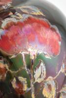 Zsolnay dísz váza. Többtüzű mázakkal. Palástján virág díszítménnyel. Jelzett. Zsolnay Pécs, 1920 kör...