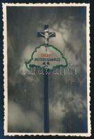 cca 1940 Credo! Mecsekszabolcs irredenta fotómontázs Nagy-Magyarország ábrázolással, 8,5x5,5 cm