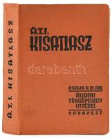 cca 1934 ÁTI kisatlasz. Földrajzi leírás, statisztikai adatok, 56 sokszínű és 155 szövegközti térkép, névmutató 30 ezer helynévvel. Bp., é.n., Magyar Királyi Állami Térképészet, VIII+176 p.+32 t.(térképek)+156+4 p. (névmutató.) Kiadói egészvászon-kötés, kissé kopott borítóval, a gerincen kis kopásnyomokkal, kissé laza fűzéssel.