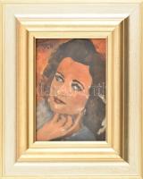 Fried jelzéssel: Női portré. Olaj, karton. 22x16 cm. Dekoratív, üvegezett fakeretben.