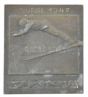 Ausztria 1947. Wörgl 1947 bronz síugró díjplakett (60x53mm) T:2 Austria 1947. Wörgl 1947 bronze ski jumper plaque (60x53mm) C:XF