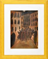 Jelzés nélkül: Felkelők. Akvarell, papír, 28x20 cm. Üvegezett fakeretben.