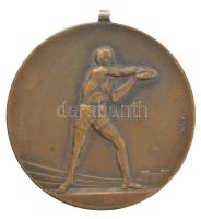Pincés Puder István (1907-?) ~1930. Diszkoszvető kétoldalas bronz díjérem füllel (38mm) T:1-