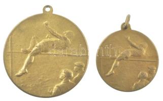~1920-1930. magasugrás kétoldalas bronz díjérem füllel (2x) (30-40mm) T:2