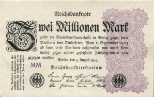Német Birodalom / Weimari Köztársaság 1923. 2.000.000M (2x) "Wellen" vízjellel T:I-