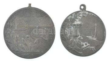 ~1920-1930. 2 db asztalitenisz fém díjérem füllel (35-40mm) T:2 patina