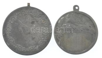 ~1920-1930. 2 db asztalitenisz fém díjérem füllel (35-40mm) T:2 patina