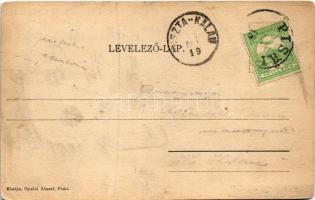 Piski, Simeria; Vasúti indóház, vasútállomás. Gyulai József kiadása / Bahnhof / railway station (lyu...