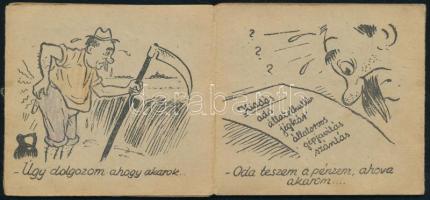 cca 1920-1930 Maradi Pál/Haladó János, kihajtható képes, humoros leporelló szerű grafikus kiadvány, ...