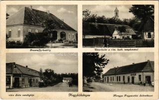 1941 Nagykökényes, Dessewffy kastély, Római katolikus templom, Vitéz Szita vendéglője, étterem, Hangya Fogyasztási Szövetkezet üzlete (EK)