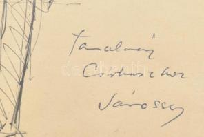 Jánossy Ferenc (1926-1983): Tanulmány a Cirkuszhoz. Golyóstoll, papír, jelzett, üvegezett fakeretben...