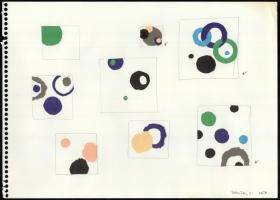 Bánfalvi Kata (?-): 10 db geometrikus-absztrakt vázlat. Kollázs, papír, jelzett, 25×34,5 cm