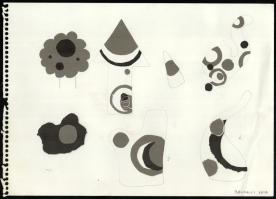 Bánfalvi Kata (?-): 10 db geometrikus-absztrakt vázlat. Kollázs, papír, jelzett, 25×34,5 cm