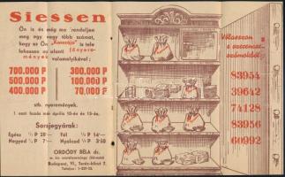 cca 1920-1930 "Kassza" Ordódy Béla Dr. M. Kir Osztálysorsjegy főárusító kihajtható prospek...