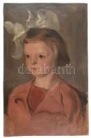 Jelzés nélkül, feltehetően XX. sz. közepe: Kislány és férfi portréja. Kétoldalas. Olaj, karton. 49x31 cm