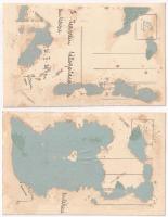 1931 Budapest, Graf Zeppelin "LZ 127" léghajó Budapest felett - 2 db RÉGI fotó képeslap / ...