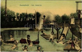 1913 Buziásfürdő, Baile Buzias; Szent Antal-tó. Francz József kiadásaMontázs fürdőző gyerekekkel / spa, lake. Montage with bathing children (EK)