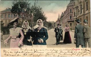 1904 Zagreb, Agram, Zágráb; Zrinjevac. Montage with ladies and gentlemen (EK)