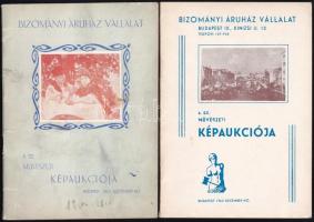 2 db régi BÁV művészeti képaukció katalógus: 6. (1962) és 8. (1963). Kiadói papírkötés, kissé foltos borítóval.