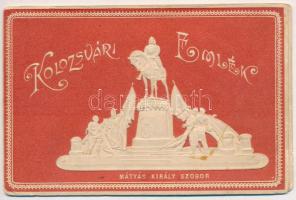 Kolozsvár, Erdély; Kolozsvári Emlék. Mátyás király szobor. Kinyitható üdvözlő füzet 1 képeslappal sz...