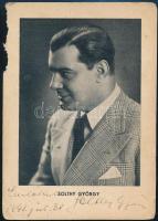 1942 Solthy György (1904-1961) színész DEDIKÁCIÓJA egy őt ábrázoló lapon