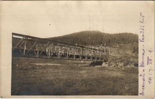 1917 Eisenau-Warna (Bukowina, Bukovina) vasúti híd romjai / WWI Austro-Hungarian K.u.K. military, railway bridge ruins in Bucovina. photo