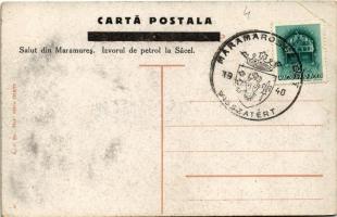 Izaszacsal, Sacel (Máramaros); Petróleum forrás, olajmező / Izvorul de petrol / oil well, oil plant ...