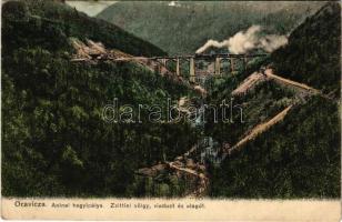 1912 Oravica-Anina, Oravita-Anina; Aninai hegyipálya, Zsittin-völgyi vasúti híd, viadukt és alagút, gőzmozdony, vonat. Weisz Félix kiadása / mountain railway bridge, viaduct, tunnel, locomotive, train (EK)