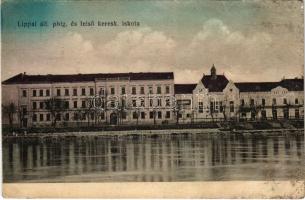 1917 Lippa, Lipova; Állami polgári és felső kereskedelmi iskola. Bárány Szerén kiadása / trade school (gyűrődés / crease)