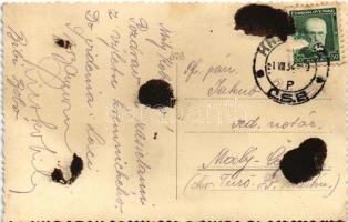 1932 Körmöcbánya, Kremnitz, Kremnica; látkép, Hotel Jelen szálloda, vártemplom / general view, hotel...