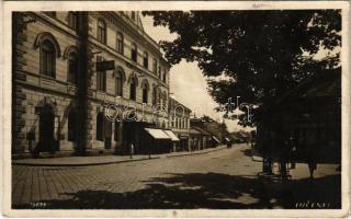 1930 Losonc, Lucenec; Vigadó szálloda, Invalid mozi, üzletek / Hotel Redoute, Kino Invalid / hotel, cinema, shops (ragasztónyom / glue marks)