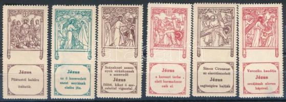 ~1910 Jézus keresztútjának néhány stációja 6 db fogazott bélyeg