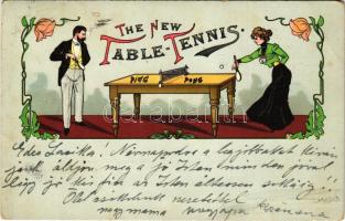 1932 The New Table-Tennis / Szecessziós pingpong (asztalitenisz). Art Nouveau, floral, litho (EB)