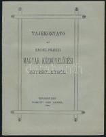 1885 Tájékoztató az Erdélyrészi Közművelődési Egyesületről. Kolozsvár, 1885. Stein János. 46p.