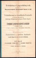 1885 Telekkönyvi jegyzőkönyvek közzététele Magyarországnak királyhágón inneni és túli részeiben öt nyelven 20 p