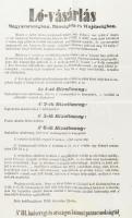 1856 Lóvásárlási hirdetmény Magyarországban, a Bánságban és a Vajdaságban a Budai katonai parancsnokságtól 22x38 cm