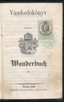 1861 Vándorlókönyv tímár legény részére, az első lapon a Lánchíd korai fametszetű képével, jó állapotban , sok bejegyzéssel