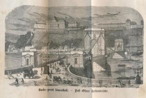 1861 Vándorlókönyv tímár legény részére, az első lapon a Lánchíd korai fametszetű képével, jó állapo...