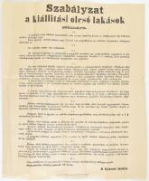 1885 Szabályzati a kiállítási olcsó lakások számára. Országos Ipari Kiállítás hirdetménye 46x55 cm
