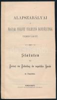 1884 Alapszabályai a Magyar Nyelvet Terjesztő Egyesületnek Temesvárott, Csanád-egyházmegyei nyomda, 1884, magyar és német nyelven 18p.