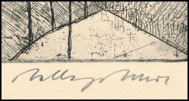 Ballagó Imre (1915-1997): Székesfehérvár, tanácsháza. Rézkarc, papír, jelzett, 19x29 cm