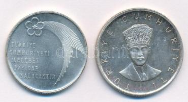 Törökország 1973. 50L Ag "50 éves a Köztársaság" + 1970. 25L Ag "Az Ankarai Nemzetgyű...