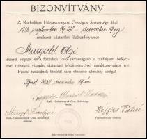 1938 Bp., a Katholikus Háziasszonyok Országos Szövetsége által rendezett háztartási főzőtanfolyam el...