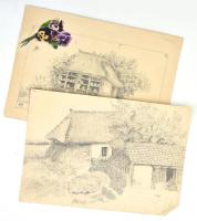 Aranka jelzéssel: 3 db grafika, ceruza, papír, datált (1888.), 20x28,5 cm