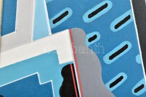 Deim Pál (1932-2016): "Valahol". Akril, vásznazott lemez, jelezve balra lent. Hátoldalán a...